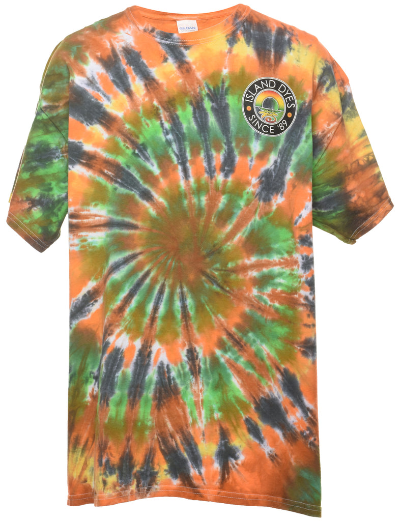Tie Dye Design Multi-Colour Printed T-Shirt - XL