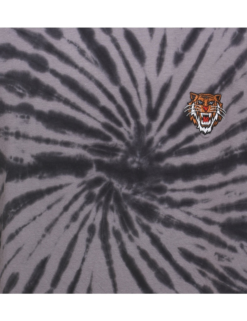Tie Dye Long Sleeve Tiger Design Animal T-shirt - L