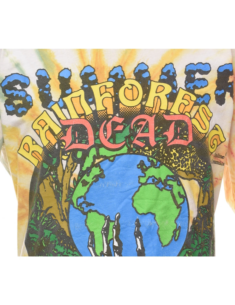 Tie Dye Rainforest Dead Climate Change Printed T-shirt - XL