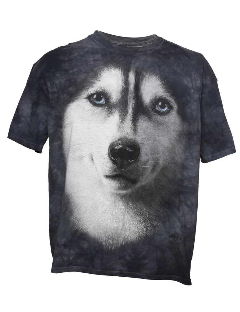 Tie Dye Wolf Design T-Shirt  - L