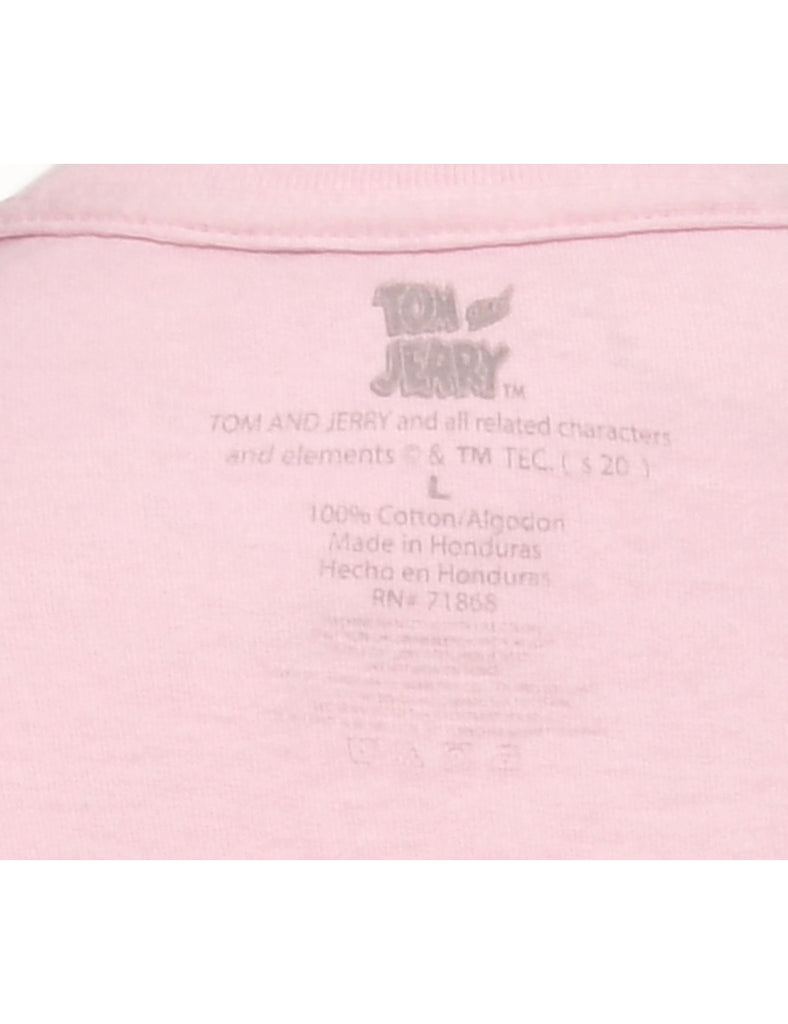 Tom And Jerry Pink Cartoon T-shirt - L