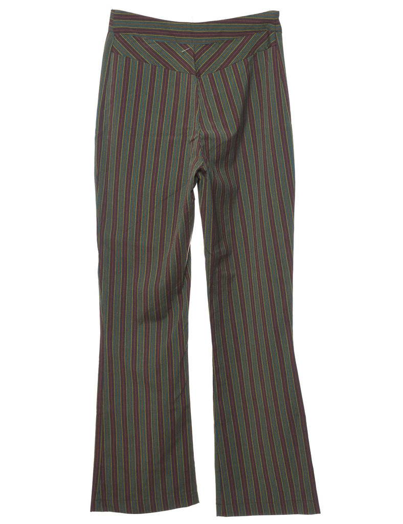 1990s Striped Multi-Colour Flared Trousers - W26 L31