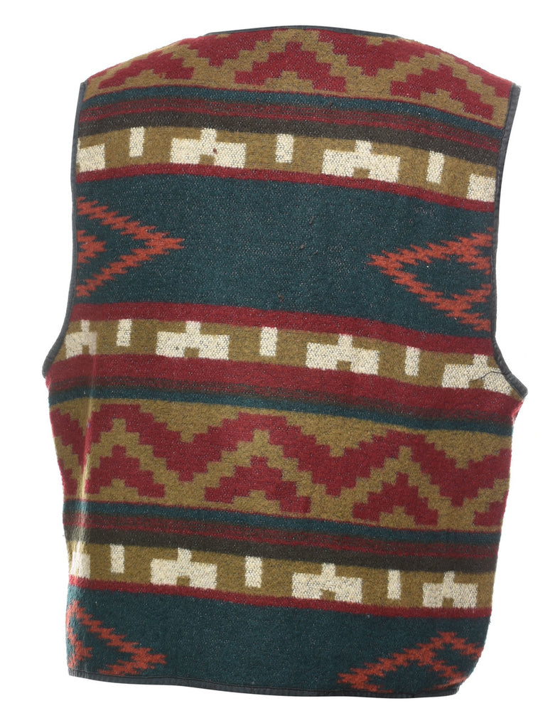 Aztec Print Multi-Colour Zip-Front Waistcoat - L