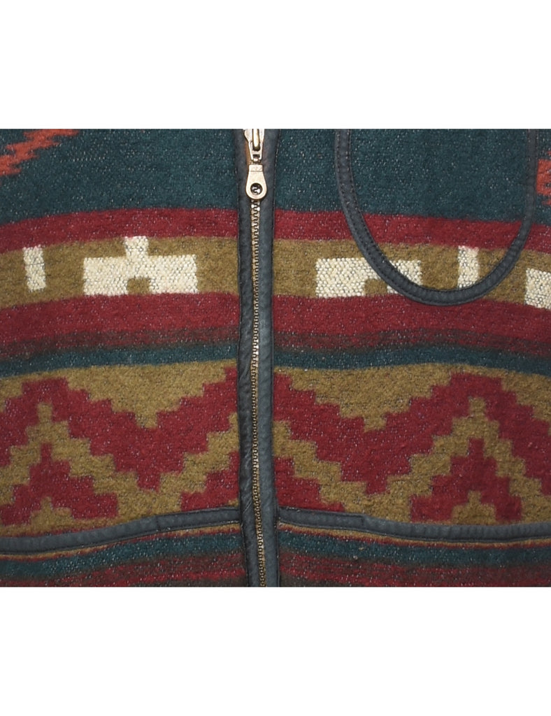Aztec Print Multi-Colour Zip-Front Waistcoat - L
