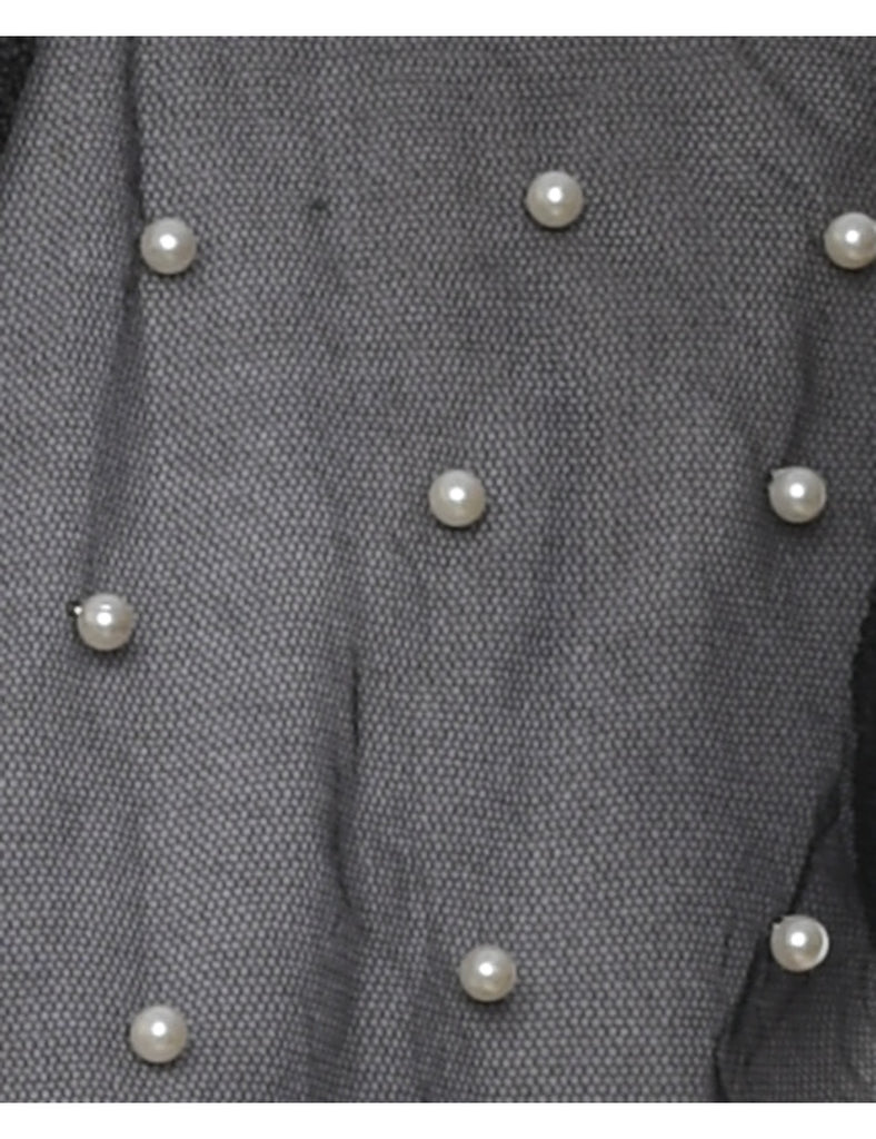 Beaded Sheer Pearl Detail Evening Jacket - M
