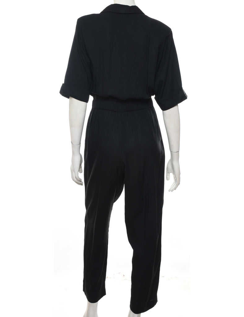Black 1980s Double-Breasted Jumpsuit  - XL