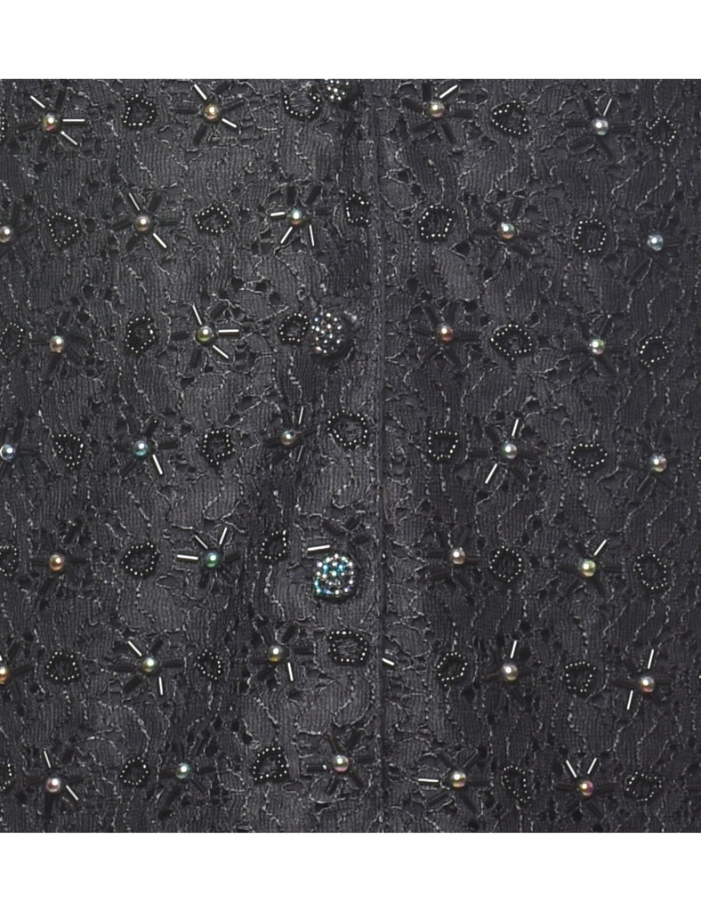 Black 1990s Beaded Lace Waistcoat - S