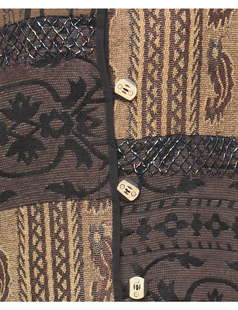 Black, Brown & Light Brown Patterned Tapestry Jacket - M