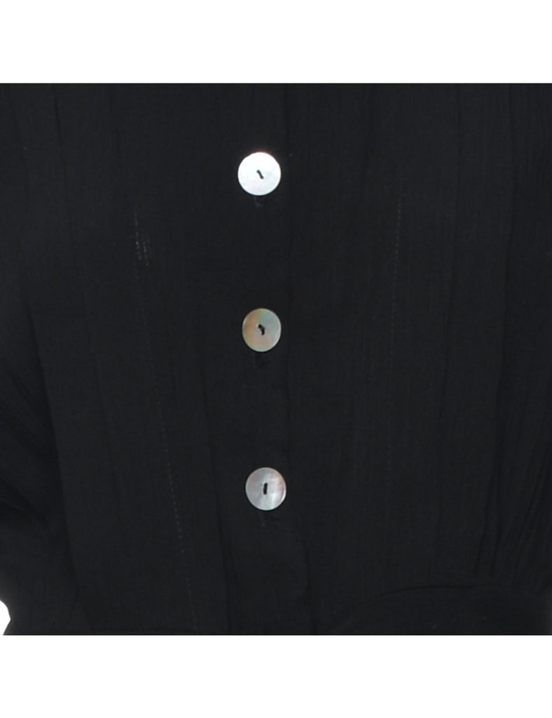 Black Button-Front Jumpsuit - L