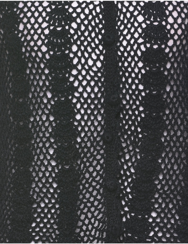 Black Crochet Cardigan - L