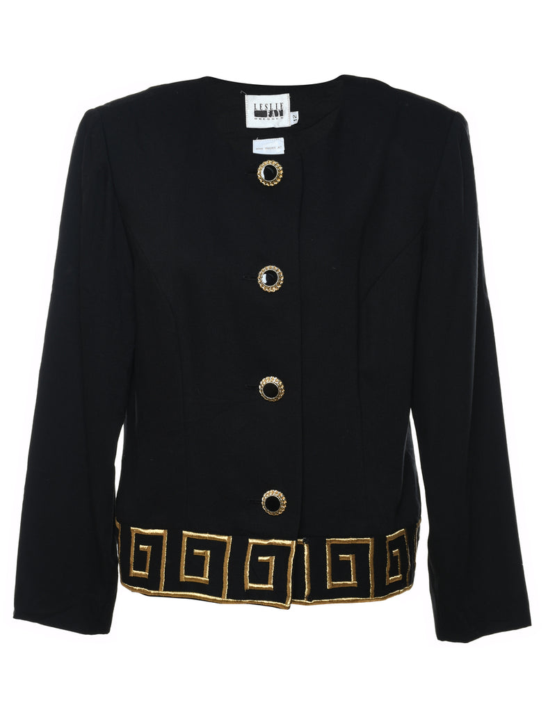 Black & Gold Patterned Jacket - M