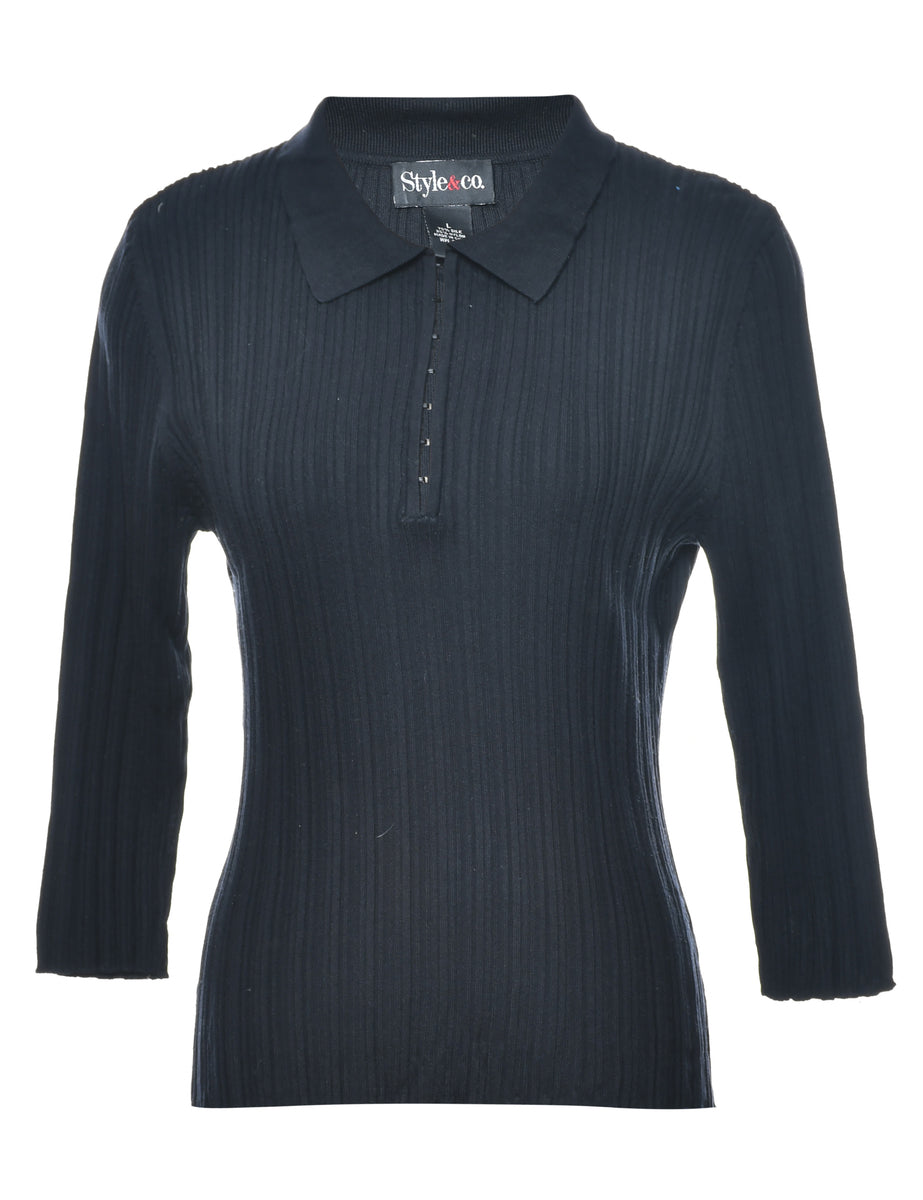 3694 Black Sleeve Detailed Jumper 
