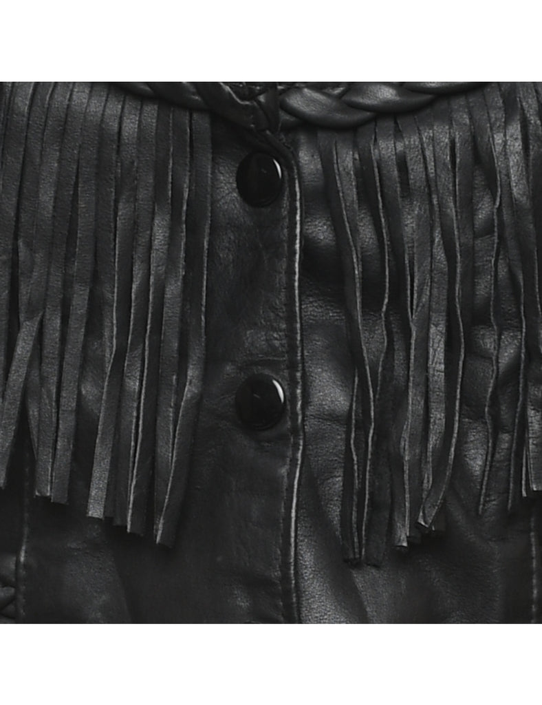 Black Leather Waistcoat - M