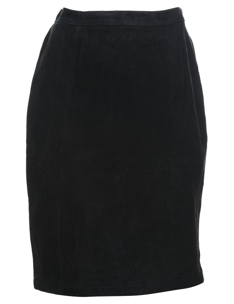 Black Suede Pencil Skirt - M