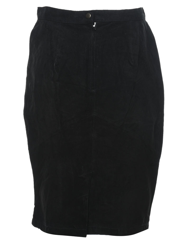 Black Suede Pencil Skirt - M