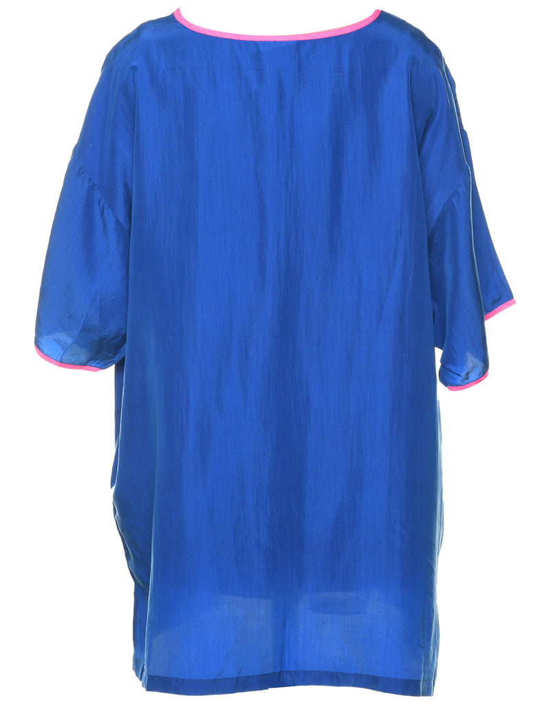 Blue Silk Top - L
