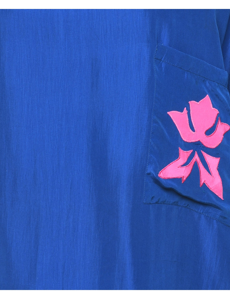 Blue Silk Top - L