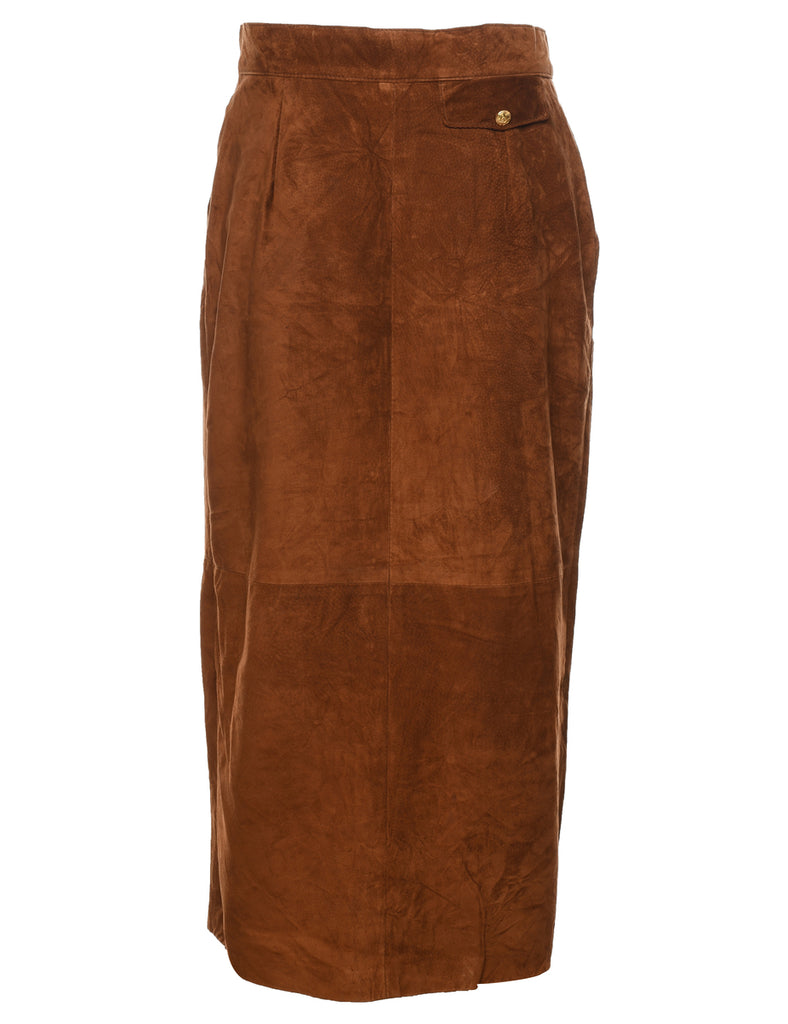 Brown Suede Maxi Skirt - L