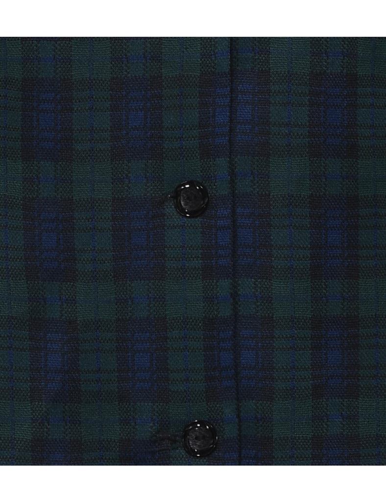 Checked Navy & Green 1990s Jacket - M