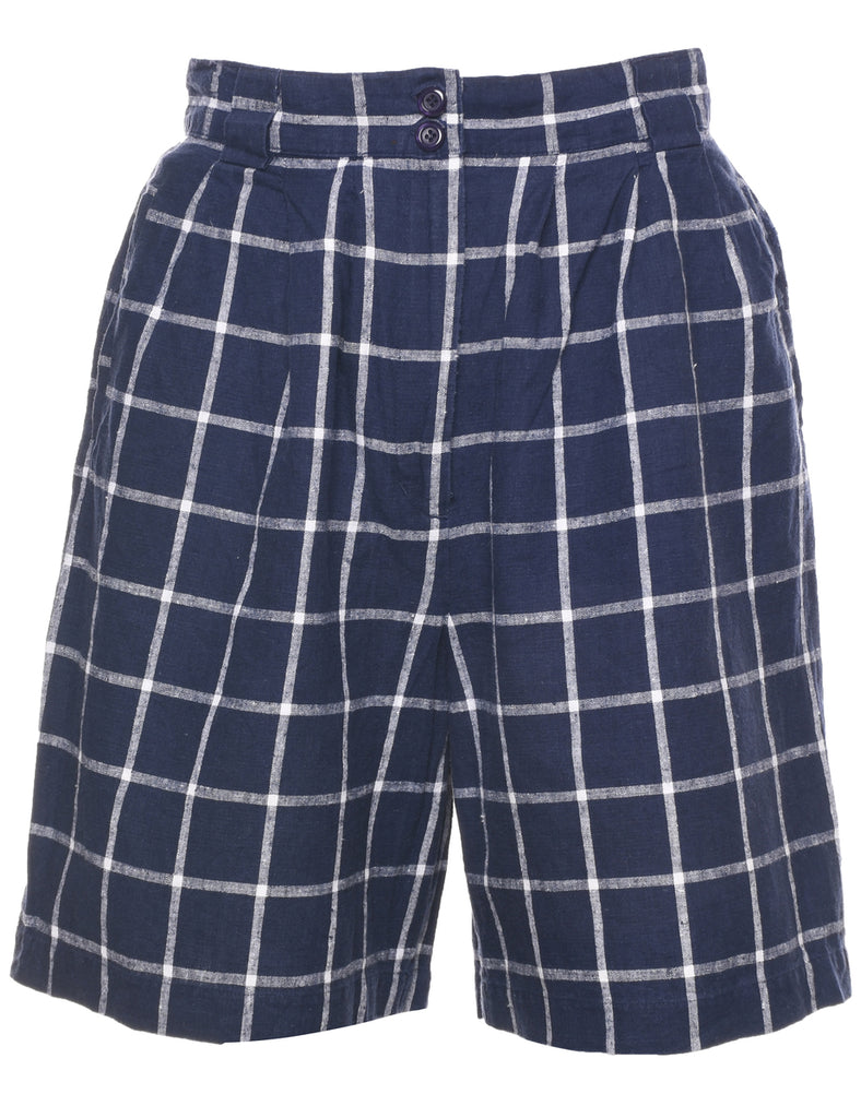 Checked Navy Shorts - W28 L7