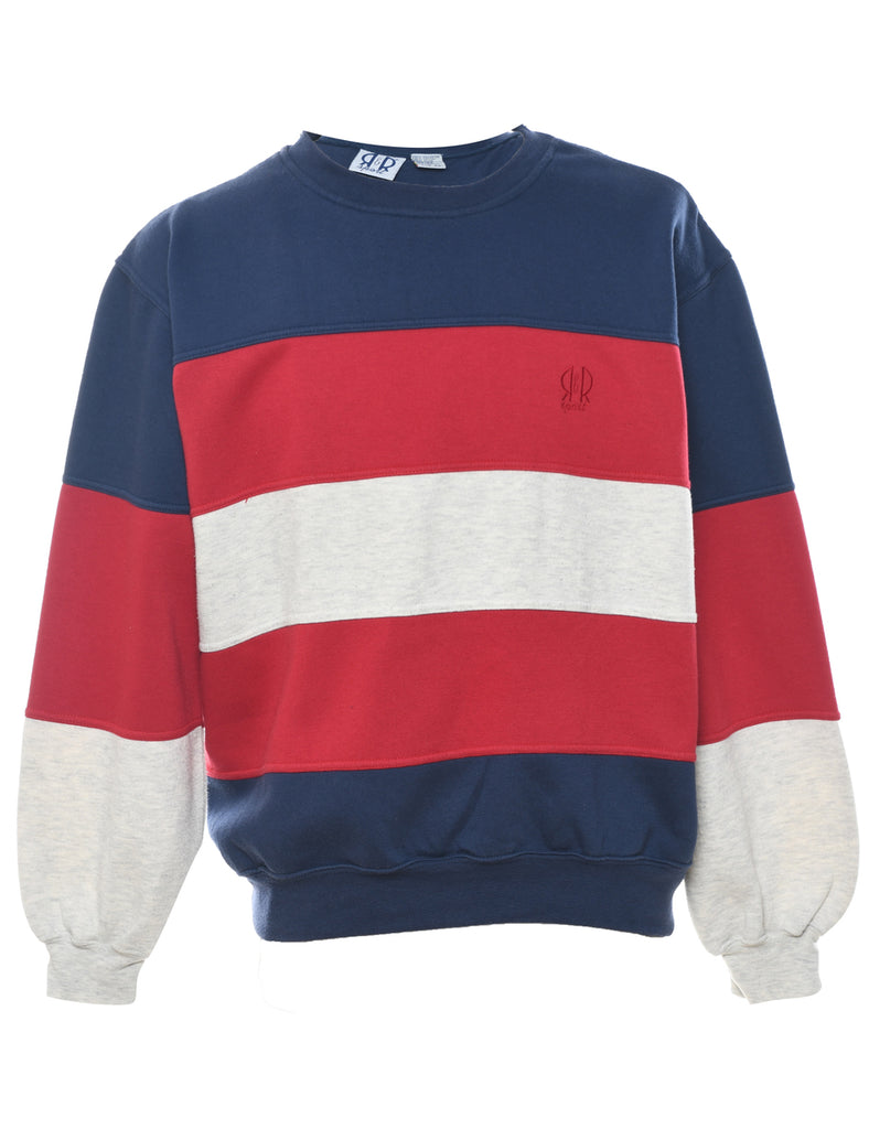 Colour Block Blue, Red & White Sweatshirt - L