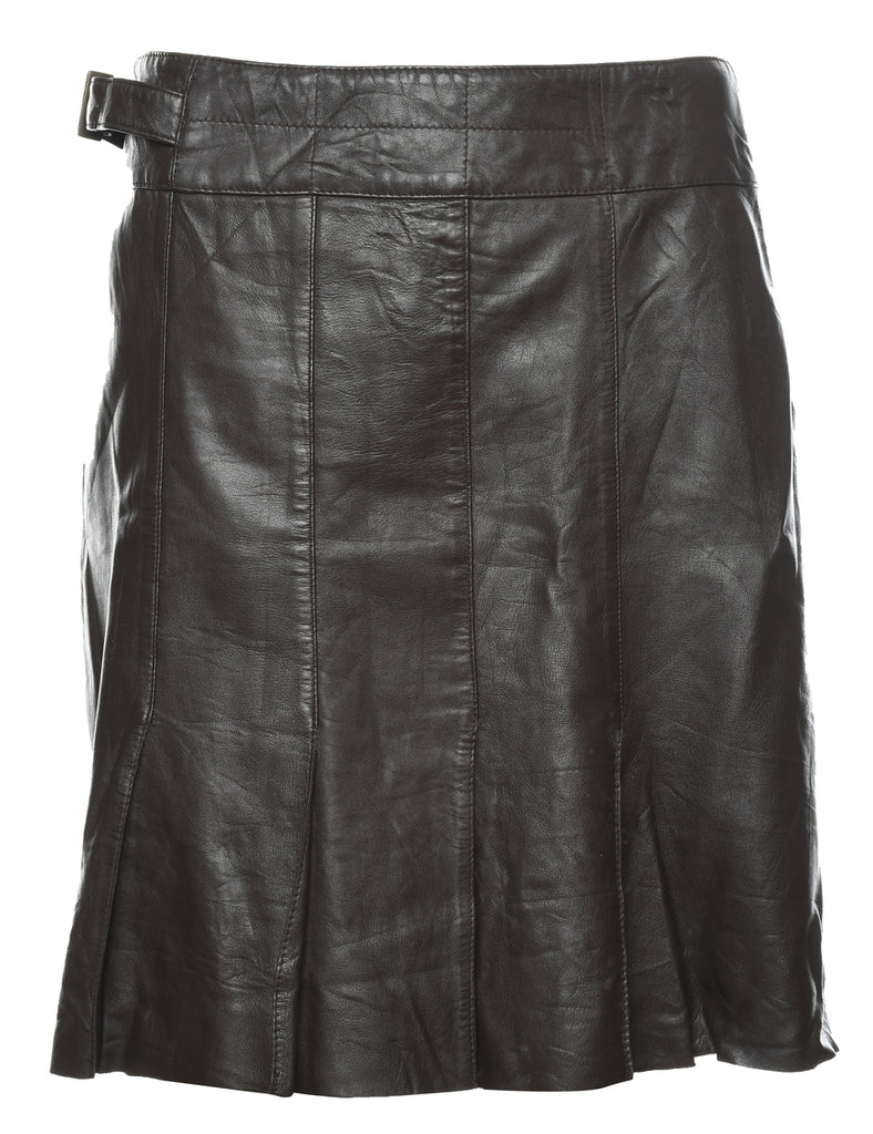 Dark Brown Leather Skirt - M