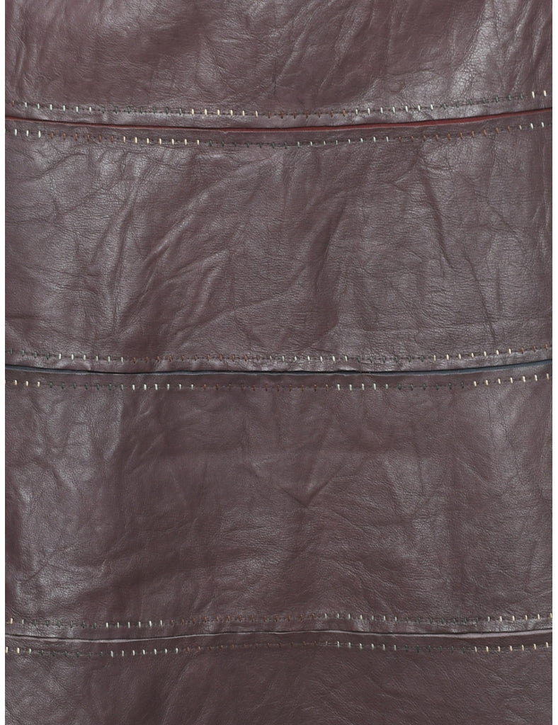 Dark Brown Leather Skirt - S