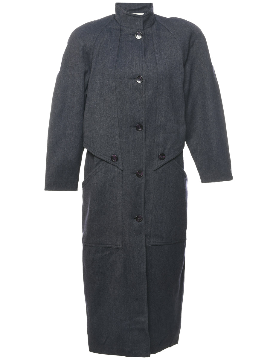 Women's Dark Grey Wool Coat Grey, L Beyond Retro E00980632
