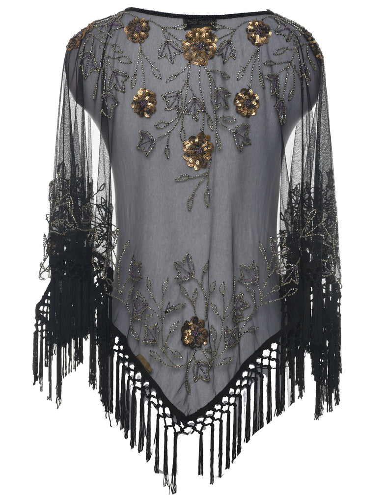 Embellished Sheer Party Top - M