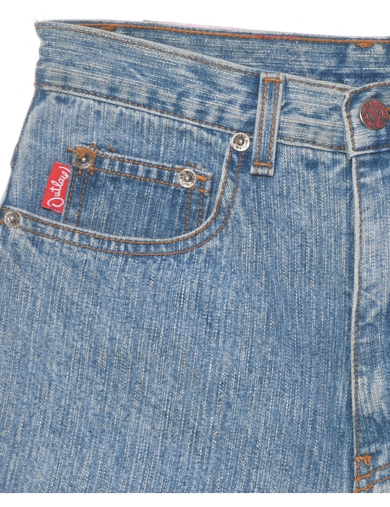 Embroidered Cut-off Denim Shorts - W25 L4