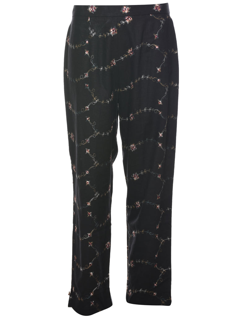 Embroidered Floral Trousers - W28 L28