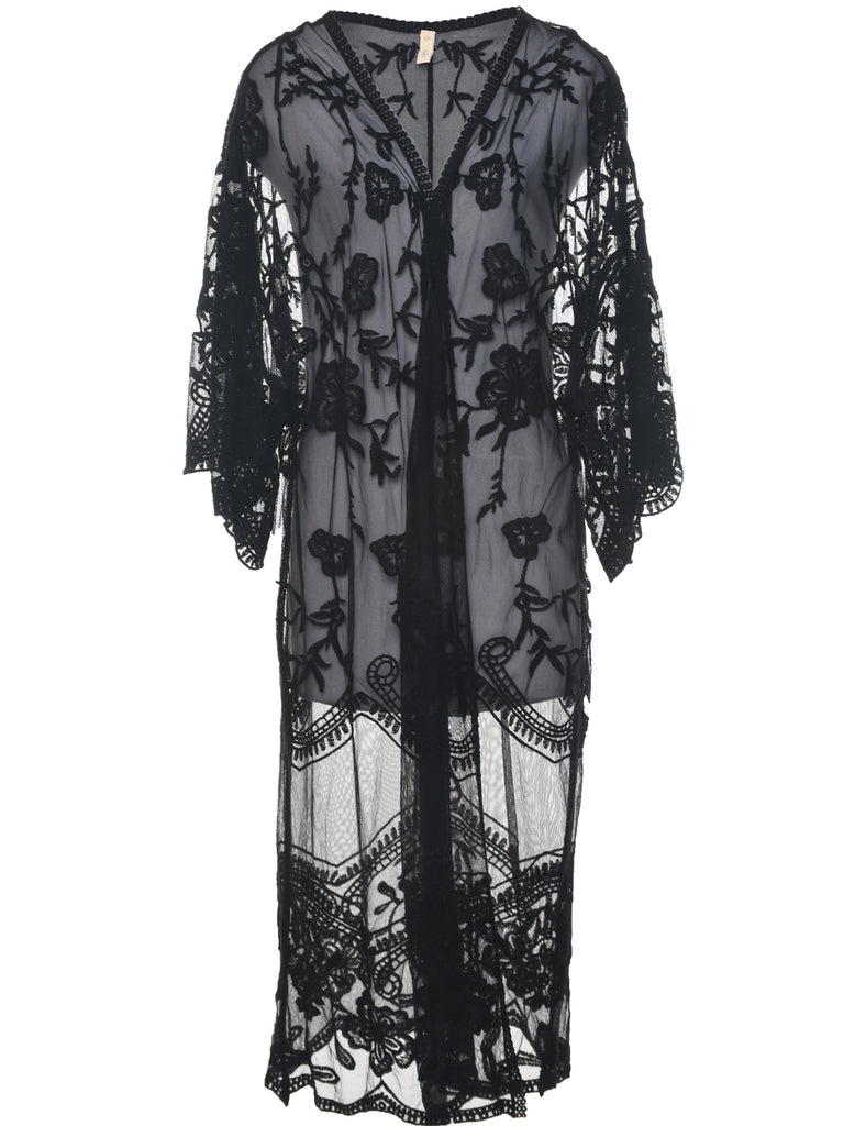 Embroidered Sheer Evening Jacket - XXL