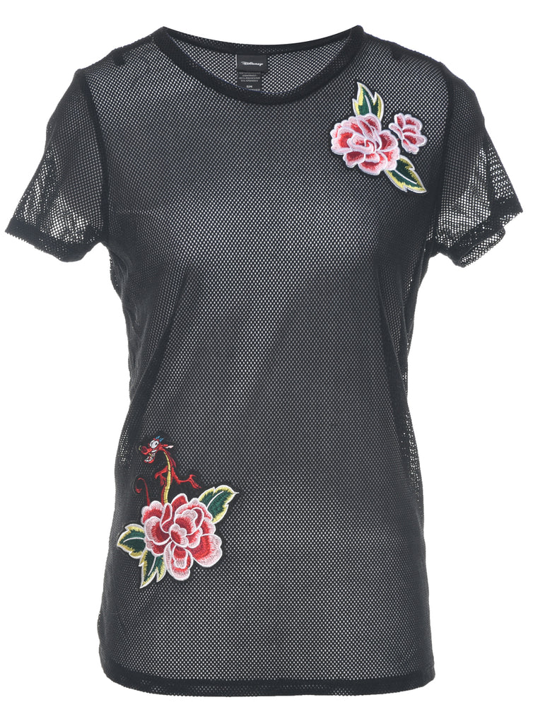 Embroidered Sheer Top - M