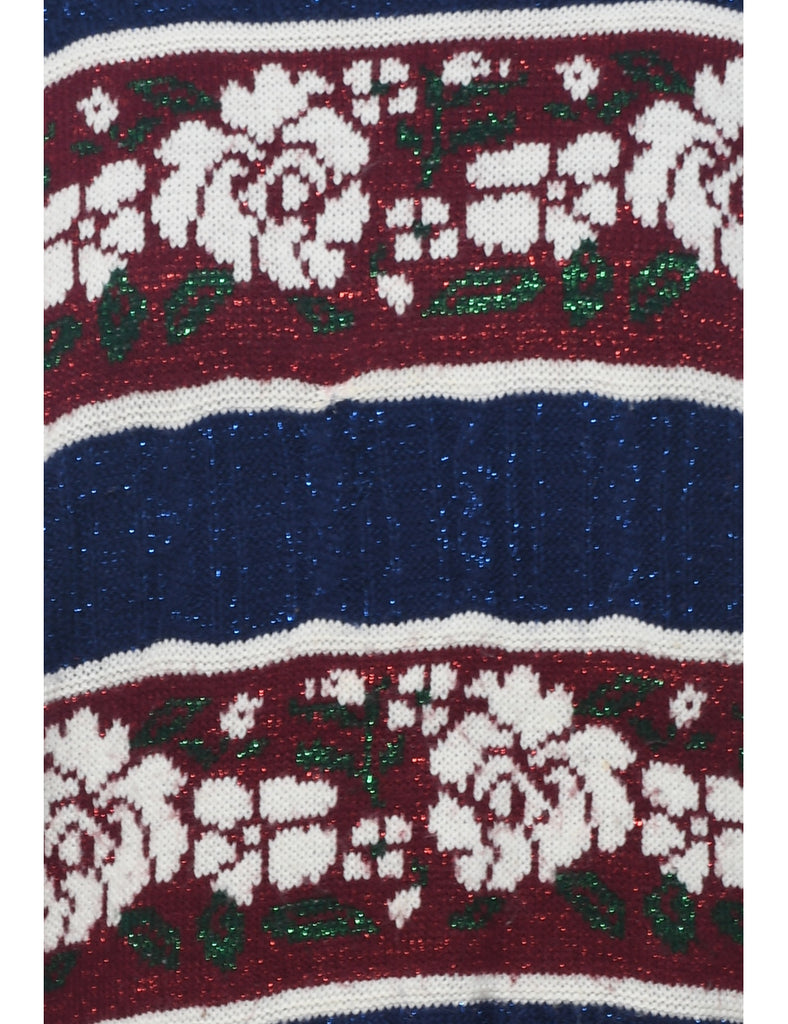 Floral Knit Jumper - L