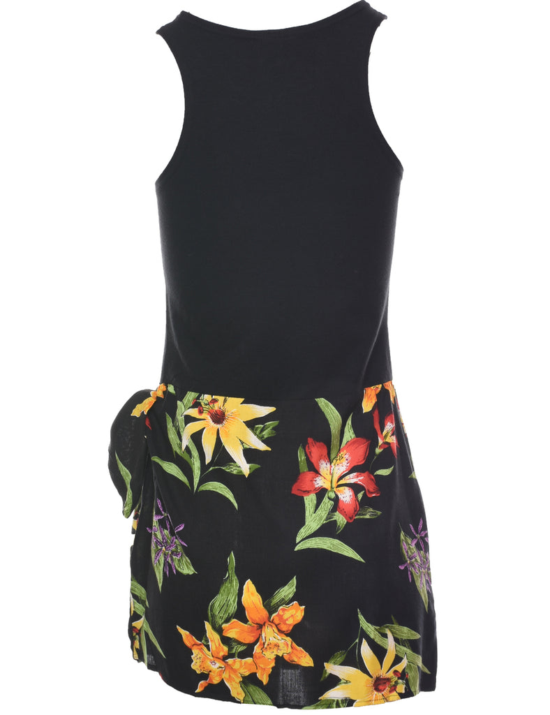 Floral Pattern Mini Dress - M