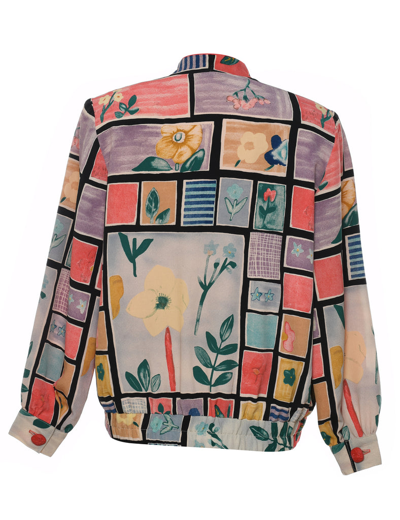 Floral Pattern Multi-Colour 1980s Jacket - S