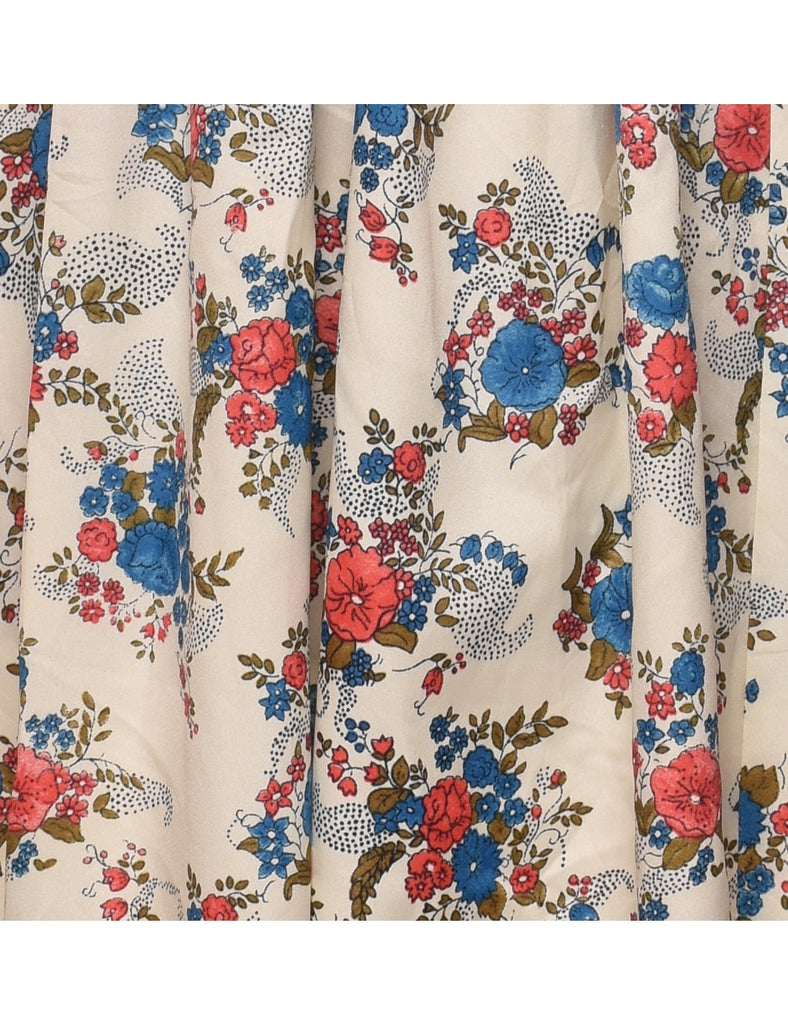 Floral Print 1970s Multi-Colour Dress - M