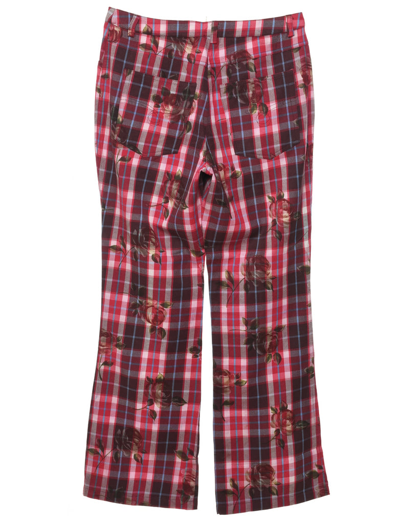 Floral Print Checked Trousers - W31 L31