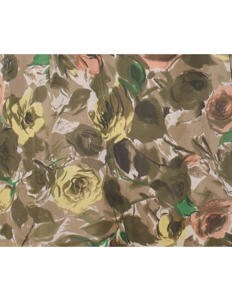 Floral Print Multi-Colour Vintage Midi Dress - L