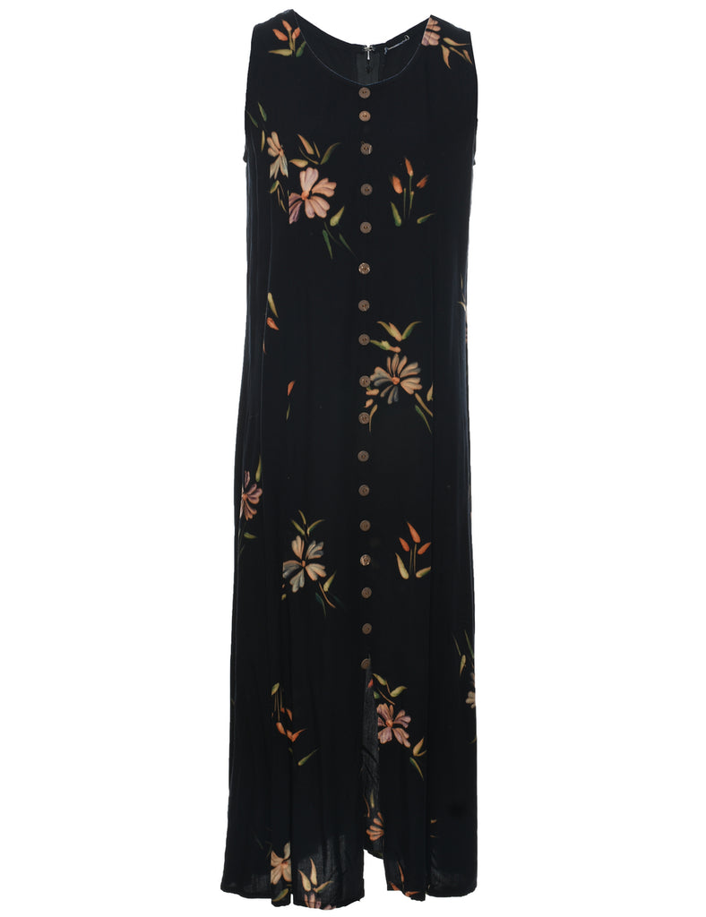 Floral Print Sleeveless Dress - M