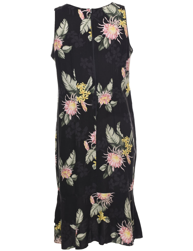 Floral Print Sleeveless Dress - L