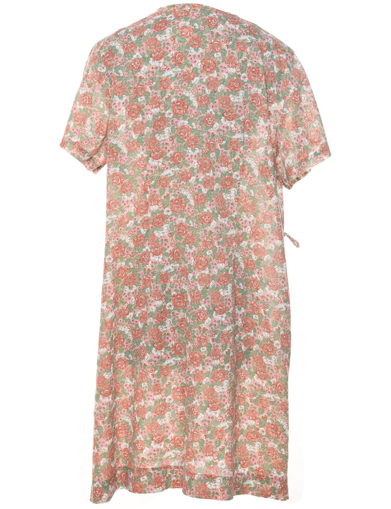Floral Print Vintage Shift Dress - XL