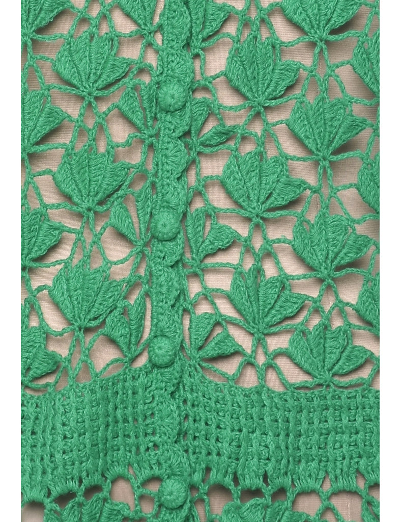 Green Crochet Cardigan - L