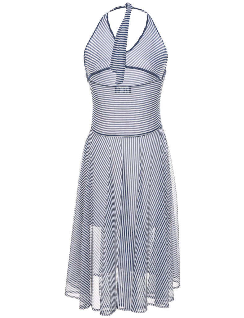Halter Striped Pattern Dress - S