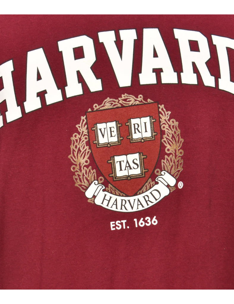 Harvard Maroon Printed T-shirt - L