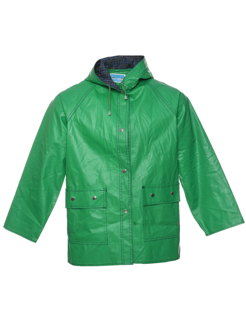 Hooded Green Raincoat - L