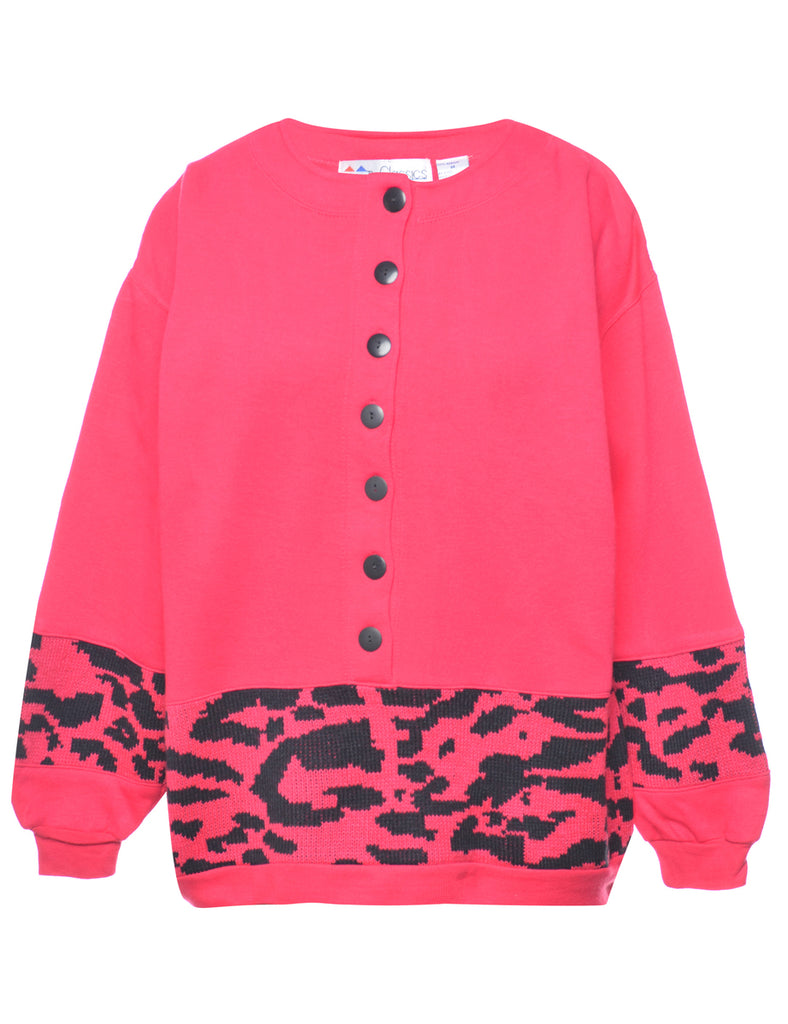 Hot Pink Printed Sweatshirt - M