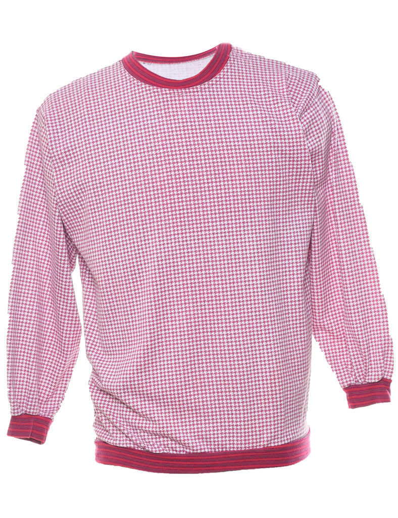 Houndstooth Pink & White Printed Sweatshirt - M