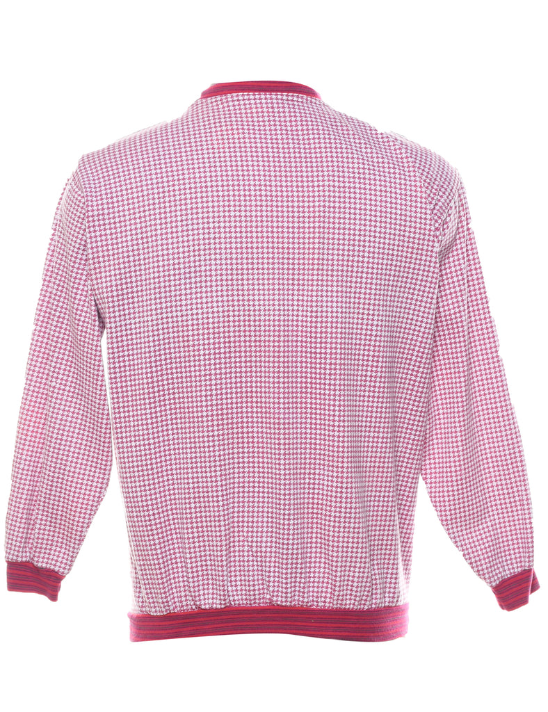 Houndstooth Pink & White Printed Sweatshirt - M