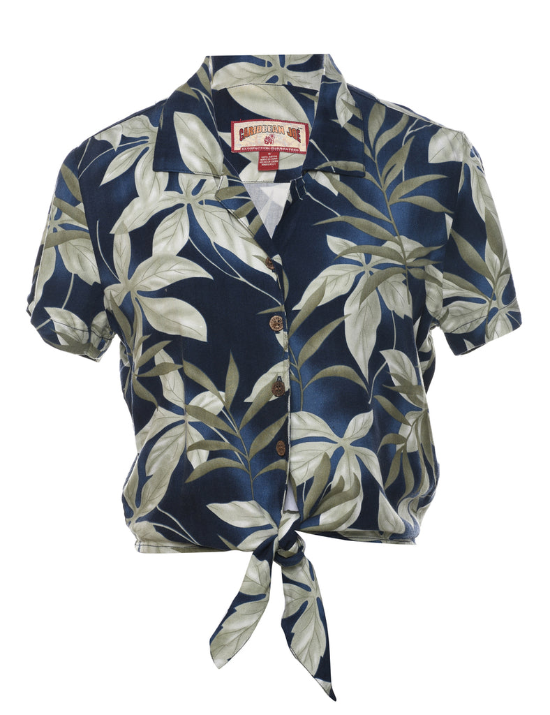 Leafy Print Hawaiian Shirt - S